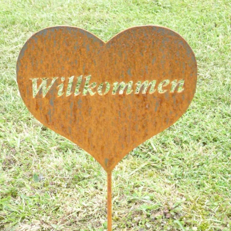 Herz lich Willkommen Metalldeko Schild 100 cm