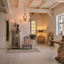 Regal Schrank creme weiss Shabby Chic Eisenmuster