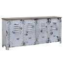 Metall Sideboard Holzplatte Shabby Chic weiss 152 cm