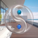 Yin Yang Windspiel Edelstahl 2 Glaskugeln 21 cm