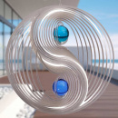 Yin Yang Windspiel Edelstahl 2 Glaskugeln 30 cm