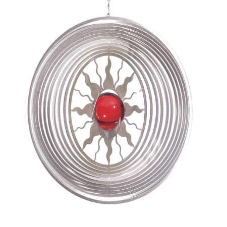 3d Windspiel Sonne Edelstahl mit Glaskugel 21 cm