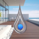 Windspiel Wassertropfen 3D Edelstahl mit Glaskugel 28 cm