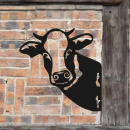 Kuh Metall Gartenzaun Wanddeko Rind schwarz 27 cm