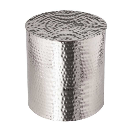 Metall Beistelltisch rund Aluminium silber gehämmert 45 cm