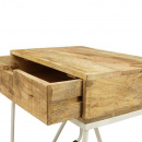 Hoher Couchtisch Metall Landhausstil weiss Vintage Holz Nachttisch
