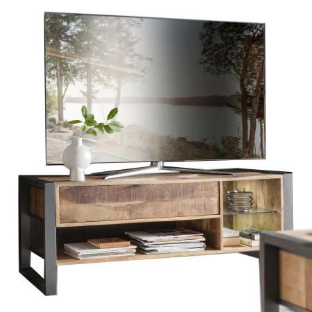 TV Lowboard Liv Mango Holz Metallrahmen 129 cm