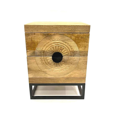 Carving Nachtkommode Holz Schnitzerei Nachttisch 60 cm