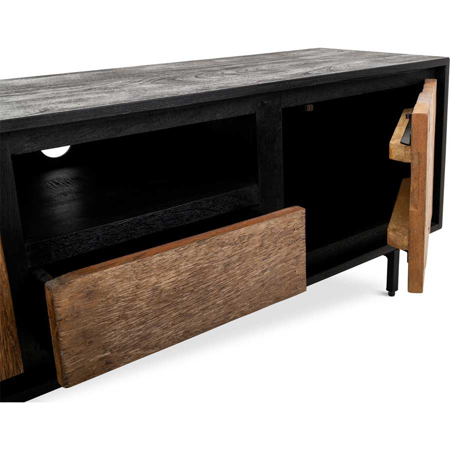Jaymango Holz Lowboard Jay Mango Salbaum Metall Fernsehschrank 140 cm | Art All