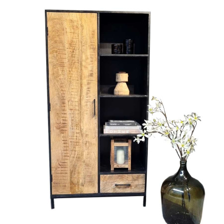 Schrank Vin Holz gebürstet schwarz naturell 180 cm