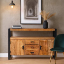 Holz Sideboard Stahlrahmen schwarz Mango Anrichte naturell 135 cm