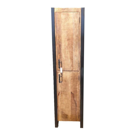 Natureller Mango Holz Schrank 2 Türen Metallrahmen schwarz 50 cm