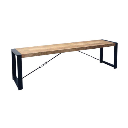 Holz Sitzbank Kyle Mango naturbelassen Metallgestell schwarz 160 cm