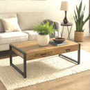 Industrial Couchtisch Metallrahmen Holzplatte natur 110 cm