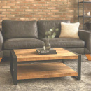 Vintage Holz Couchtisch Metallrahmen Mango natur Ablage 140 cm
