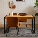 Holz Esstisch Kyle industrial Stahlgestell Mango natur 140 cm