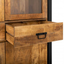 Vintage Massivholz Schrank vier Türen zwei Schubladen im Stahlgestell 180 cn