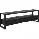 TV Board Kyle Black Holz schwarz Metall pulverbeschichtet 180 cm