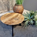 Holz Beistelltisch rund Mango naturell Metallbeine schwarz 60 cm