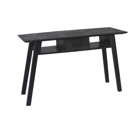 Industrial Konsolen Tisch Mango Holz schwarz mit Schublade