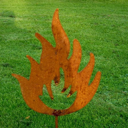 Metallobjekt Feuer mit Gartenstecker 50 cm