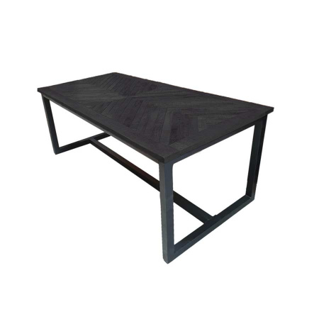 Esstisch Sina Black Holz Tischplatte schwarz Metallgestell 180 cm