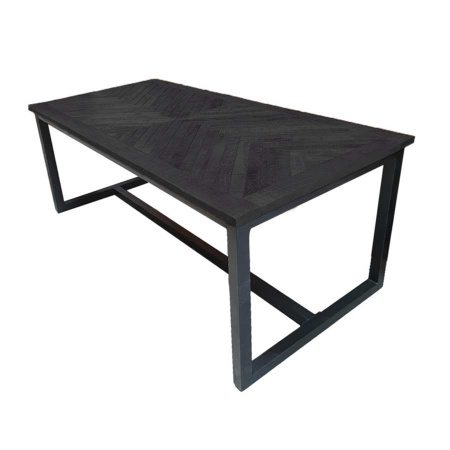 Esstisch Sina Black Holz Tischplatte schwarz Metallgestell 220 cm