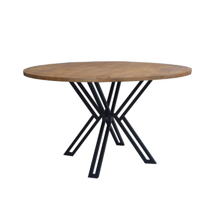 Esszimmer Tisch rund Mango Holz Metallgestell schwarz 130 cm
