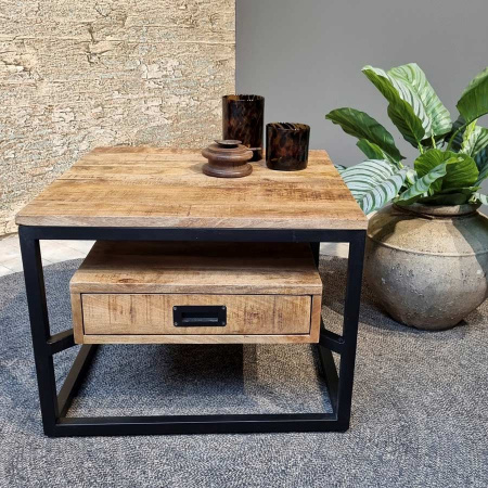 Industrial Beistelltisch Ilvi Holz Schublade Metallgestell 60 cm