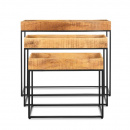 Konsole Beistelltisch 3er Set Vintage Holz mit Tablett Griff