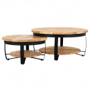 Industrial Couchtisch Biggy Mangoholz Stahlgestell gebogen 90 cm