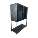 Highboard Vitrine Holz schwarz Glastüren Ablage 125 cm