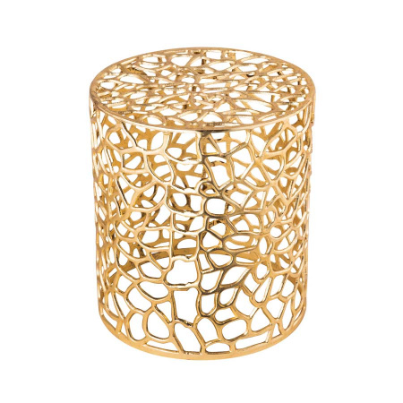 Korallen Design Beistelltisch Alu gold Dekotisch rund