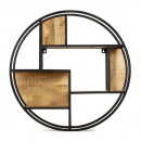 Wandregal rund Holz nature Finish Metall schwarz...