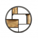 Wandregal rund Holz nature Finish Metall schwarz...