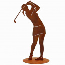Golferin Metall Deko Figur Golf Spielerin Skulptur