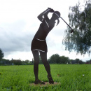 Golferin Metall Deko Figur Golf Spielerin Skulptur