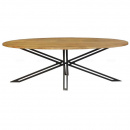 Esszimmer Tisch oval Mango Holz Metallgestell schwarz 220 cm