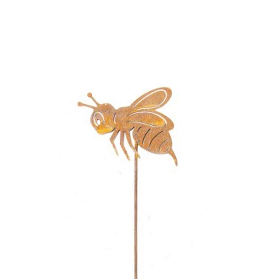 Rost-Deko Biene Auf Stab, 100 Cm Hoch – Metallfigur Für Garten & Innenbereich, Einzelstück