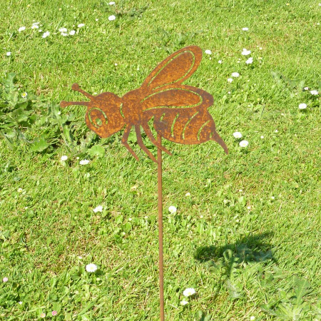 Rost-Deko Biene Auf Stab, 100 Cm Hoch – Metallfigur Für Garten & Innenbereich, Einzelstück