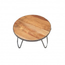 Vintage Stahl Gestell Couchtisch grobes Holz rund 60 cm