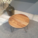Vintage Stahl Gestell Couchtisch grobes Holz rund 60 cm