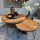 Vintage Stahl Gestell Couchtisch grobes Holz rund 60 cm