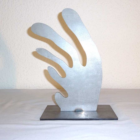 Hand aus Stahl gerundet Metall Kunstobjekt