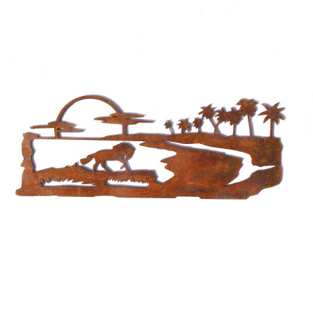 Metall Landschaft Insel Pferd Strand Palmen Sonnenuntergang