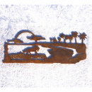 Metall Landschaft Insel Pferd Strand Palmen Sonnenuntergang