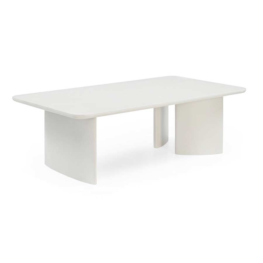 Lounge Couchtisch Jask rechteckig Cremeweiss 130 cm