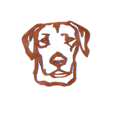Labrador Mischling Metall Kopf Wanddeko Edelrost klein