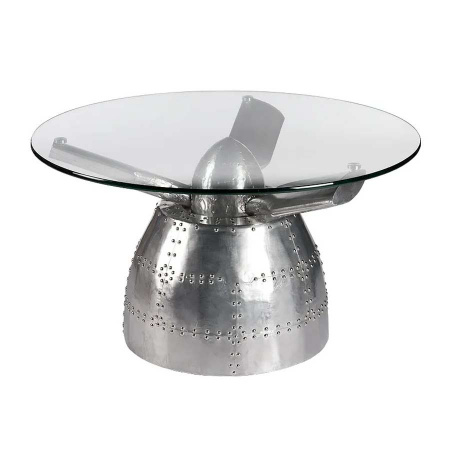 Propeller Couchtisch rund Flugzeug Aluminium 90 cm