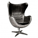 Silberner Chill Sessel Flugzeug Alu Lederstyle schwarz